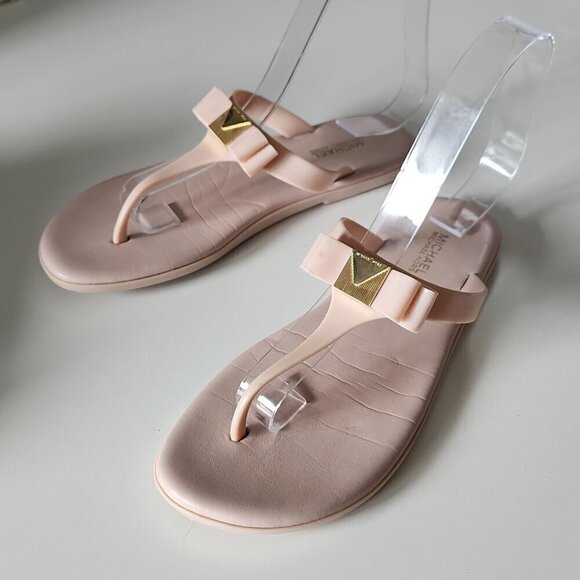 MICHAEL KORS | Bow Caroline Jelly Sandals Flip Flops pink sz 6 - Picture 3 of 6